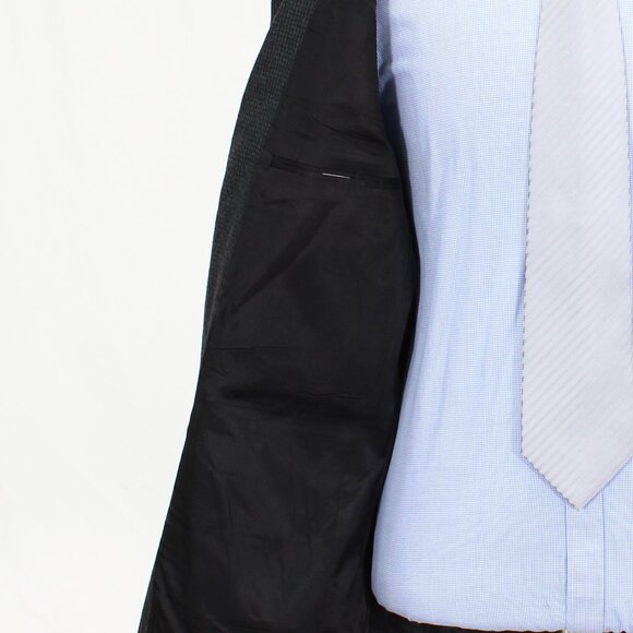 Oscar de la Renta 43R Gray Check 3-Button Sport Coat Blazer Jacket G117 - Picture 9 of 11